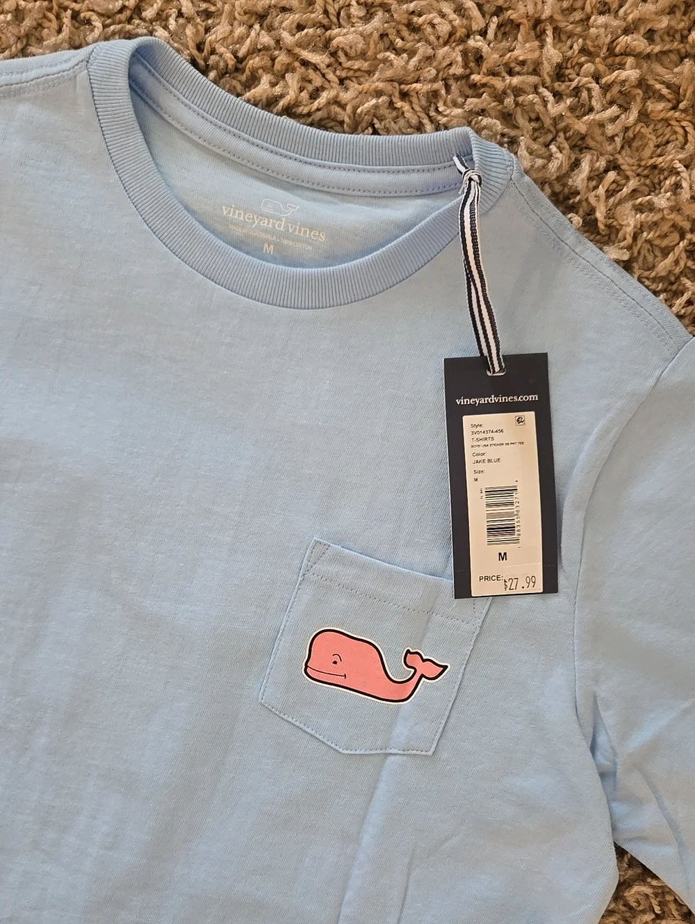 NWT Vineyard Vines Kids Light Blue Whale Sticker Graphic Tee